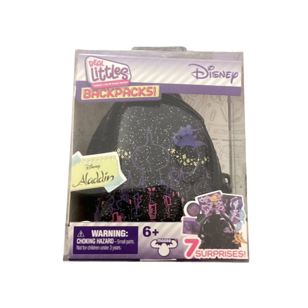 Disney Aladdin Real Littles Backpack Moose Toys Black Glitter 7 Surprises‎ New